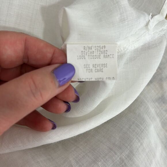 Laundry By Shelli Segal White Pleated Front Button Up Shirt Size MP - Picture 3 of 10